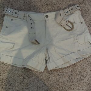 Women's Tan Cargo Shorts with Belt
